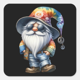 Adesivo Quadrado Gnomo Hippie