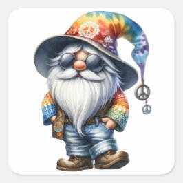 Adesivo Quadrado Gnomo Hippie