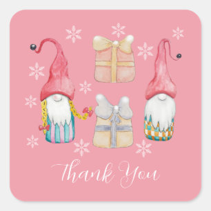 Adesivo Quadrado Gnomos de presentes para Natais vintages bonitos