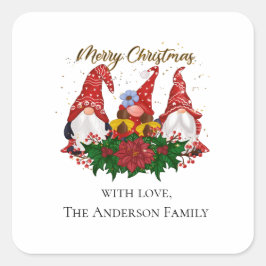 Adesivo Quadrado Gnomos Vermelhos Trendência Festiva