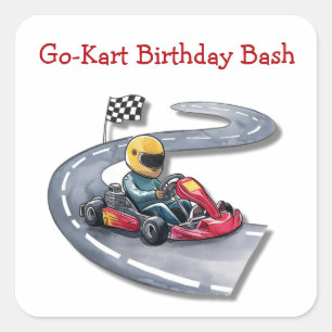 Adesivo Quadrado Go-Kart Birthday Bash
