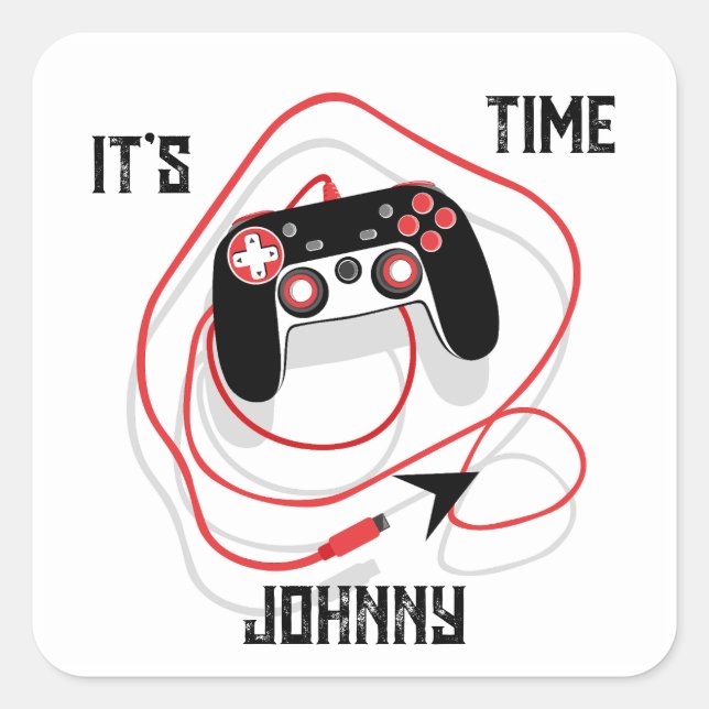 Adesivo Quadrado Go Play Video Game Gamer Joystick Red Black White. (Frente)