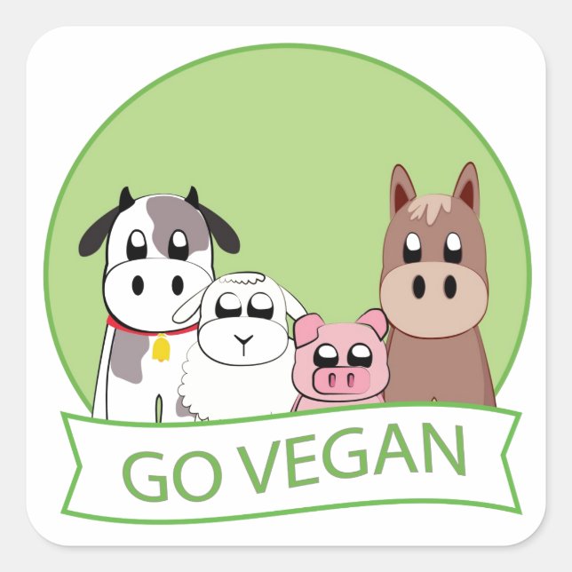 Adesivo Quadrado Go Vegan (Frente)