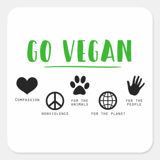 Adesivo Quadrado Go Vegan (Frente)