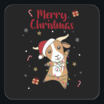 Adesivo Quadrado Goat Christmas Goats Winter Animals<br><div class="desc">The goat for Christmas with fairy lights. Funny animals with gifts and snow for the holidays. Also funny for Christmas in July. Goats are cute animals and perfect for Christmas.</div>
