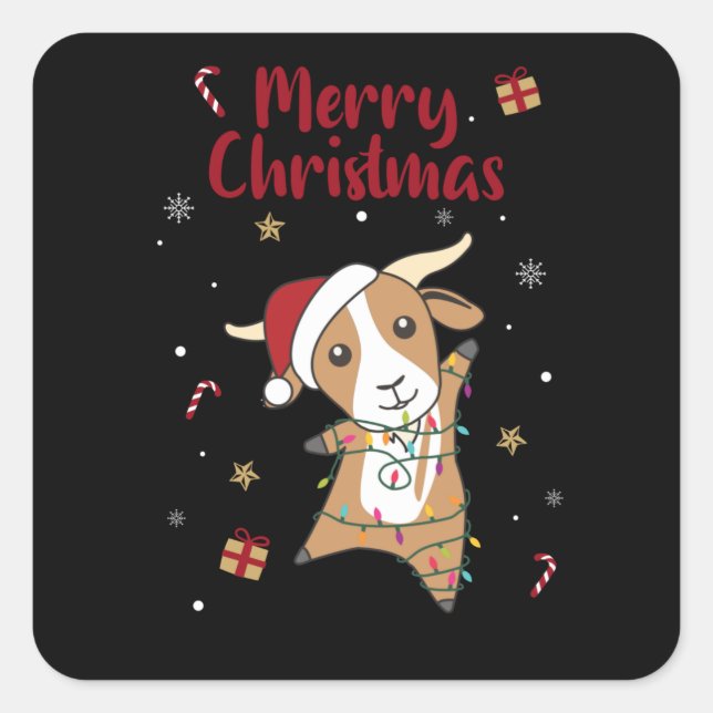Adesivo Quadrado Goat Christmas Goats Winter Animals (Frente)