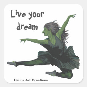 Adesivo Quadrado Goblin Girl Balé Dancing Fantasy Art Stickers