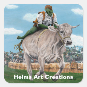 Adesivo Quadrado Goblin Rider Ox Racer Fantasy Art Stickers