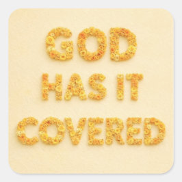 Adesivo Quadrado God has it covered yellow flowers Christian faith