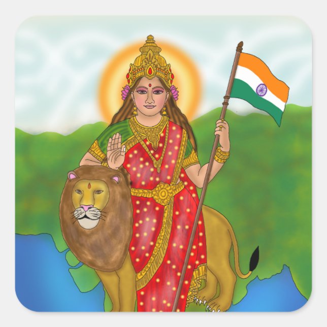 Adesivo Quadrado Goddess Bharat Mata Stickers (Frente)
