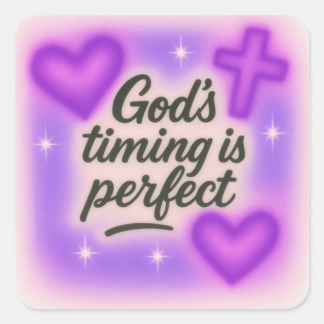 Adesivo Quadrado god's timing is perfect airbrush retro 90s purple  (Frente)