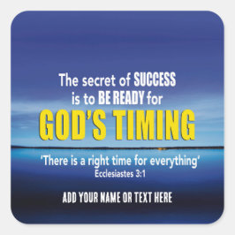Adesivo Quadrado GODS TIMING Success Christian