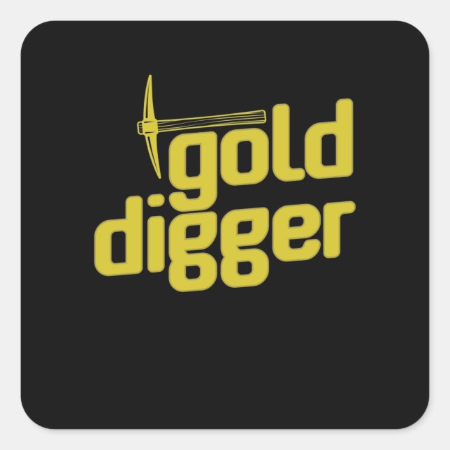 Adesivo Quadrado Gold Digger Spitzhacke Pickel Werkzeug (Frente)