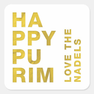 Adesivo Quadrado Gold Foil Happy Purim