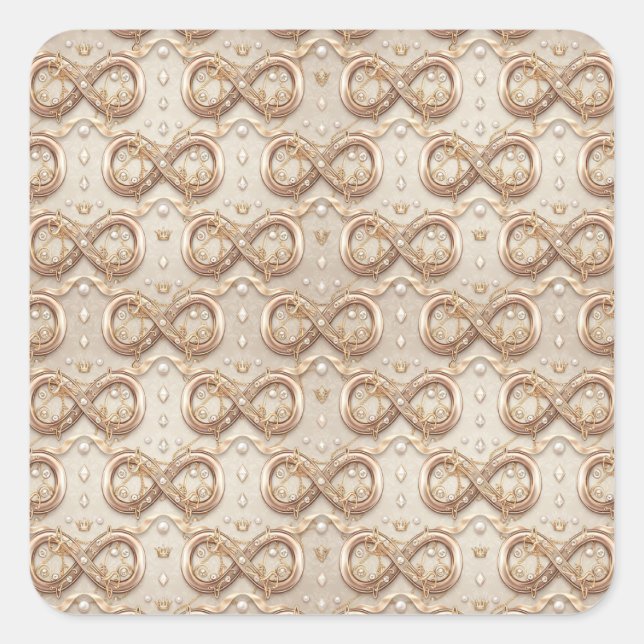 Adesivo Quadrado Gold Infinity Wedding Gift Stickers (Frente)