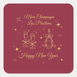 Adesivo Quadrado Gold Line Art New Year Design