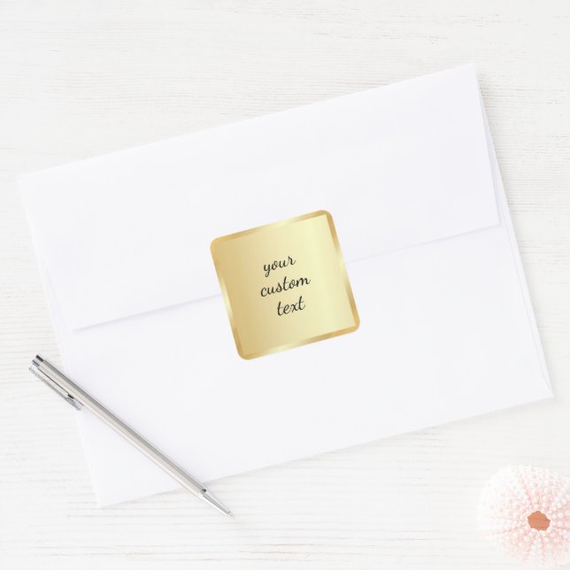 Adesivo Quadrado Gold Template Your Custom Text Script Calligraphy (Envelope)