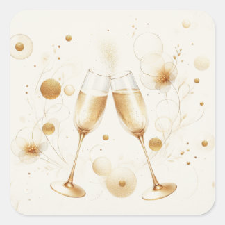 Adesivo Quadrado Golden Bubbles Stickers