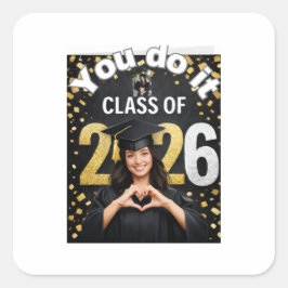 Adesivo Quadrado Golden Graduation Celebration Card – Congratulatio
