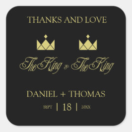 Adesivo Quadrado Golden King Crowns for Gay Wedding