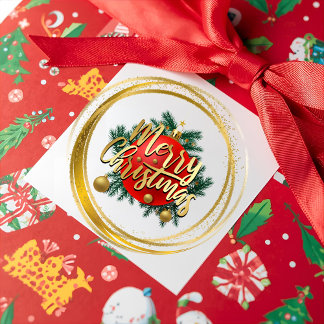Adesivo Quadrado Golden Merry Christmas Sticker