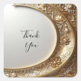 Adesivo Quadrado Golden Ornate Frame Sticker