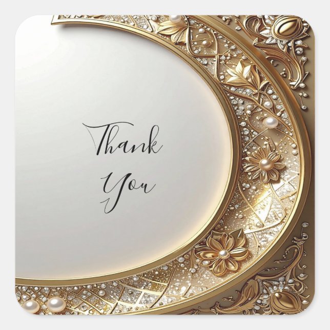 Adesivo Quadrado Golden Ornate Frame Sticker (Frente)