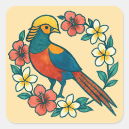 Adesivo Quadrado golden pheasant