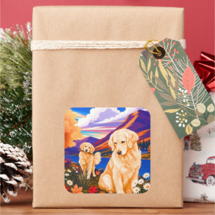 Adesivo Quadrado Golden Retriever • ArtMuse