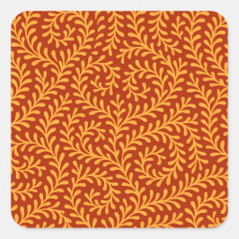 Adesivo Quadrado Golden Yellow Leafy Vine Pattern 
