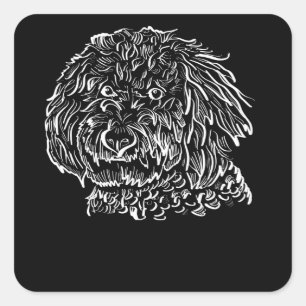 Adesivo Quadrado Goldendoodle Line Art Gift Idea