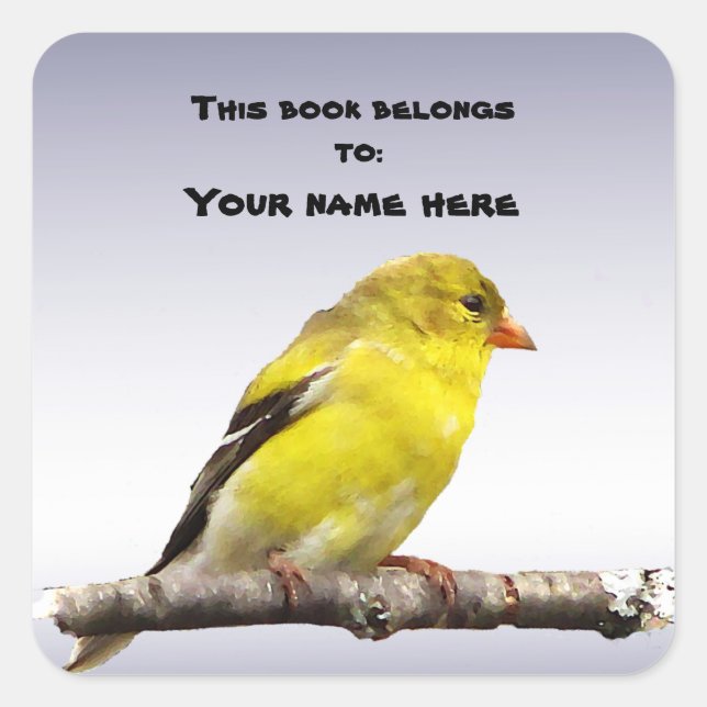 Adesivo Quadrado Goldfinch Bookplate (Frente)
