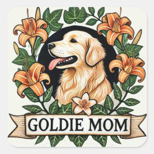 Adesivo Quadrado Goldie Mãe Ouro Retriever Mães de Cachorro