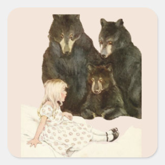 Adesivo Quadrado Goldilocks & the 3 Bears Vintage Illustrations