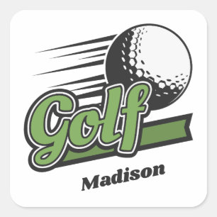 Adesivo Quadrado Golf de Nome Personalizado
