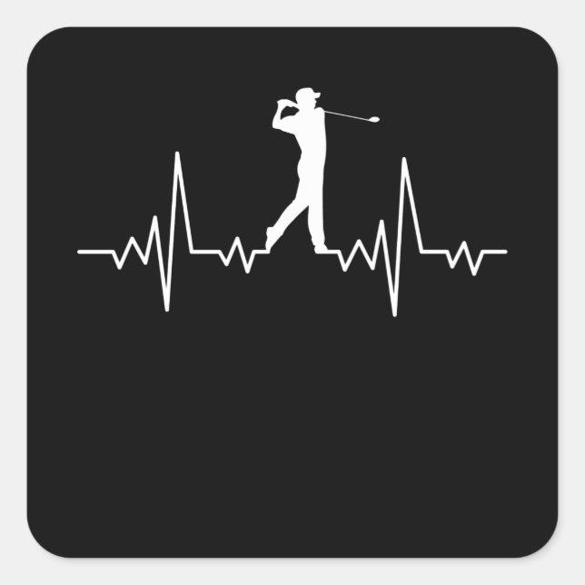 Adesivo Quadrado GOLF HEARTBEAT Golfing Mulheres Homens Crianças (Frente)