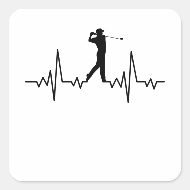 Adesivo Quadrado GOLF HEARTBEAT Golfing Mulheres Homens Crianças (Frente)