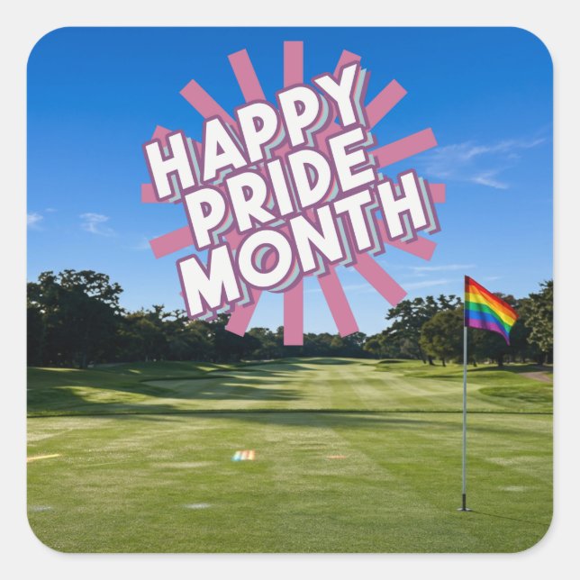 Adesivo Quadrado Golf Pride no campo de golfe tema arco-íris (Frente)
