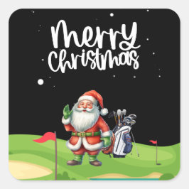 Adesivo Quadrado Golf Santa Claus no campo de golfe