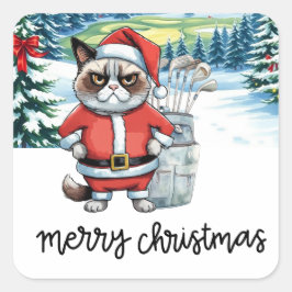 Adesivo Quadrado Golfe de Gato de Natal