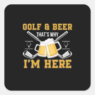 Adesivo Quadrado Golfe e Cerveja Aniversário de Bebedor de Cerveja