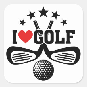 Adesivo Quadrado Golfe, Eu Adoro Golfe