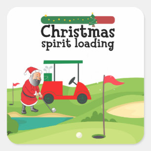 Adesivo Quadrado Golfe Papai Noel Feliz Natal Verde