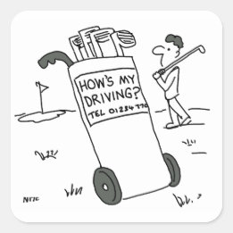 Adesivo Quadrado Golfer com Sinal dizendo como estou dirigindo? Eng