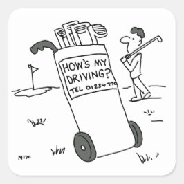 Adesivo Quadrado Golfer com Sinal dizendo como estou dirigindo? Eng