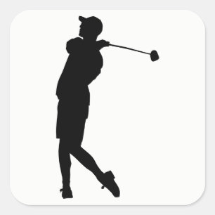 Adesivo Quadrado Golfer Silhouette