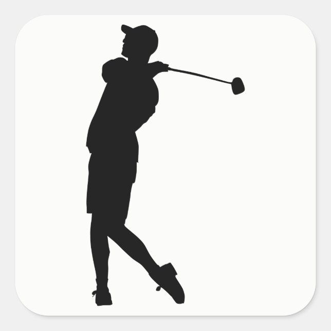 Adesivo Quadrado Golfer Silhouette (Frente)