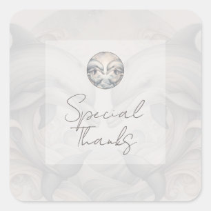 Adesivo Quadrado Golfinho Brilhante Moderno, Obrigado, Stickers