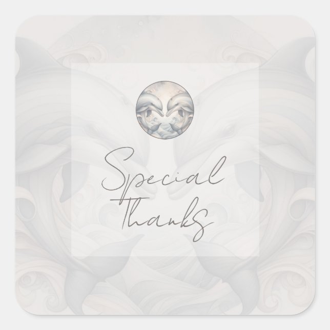 Adesivo Quadrado Golfinho Brilhante Moderno, Obrigado, Stickers (Frente)