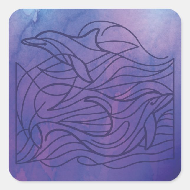 Adesivo Quadrado Golfinhos - Roxo (Frente)